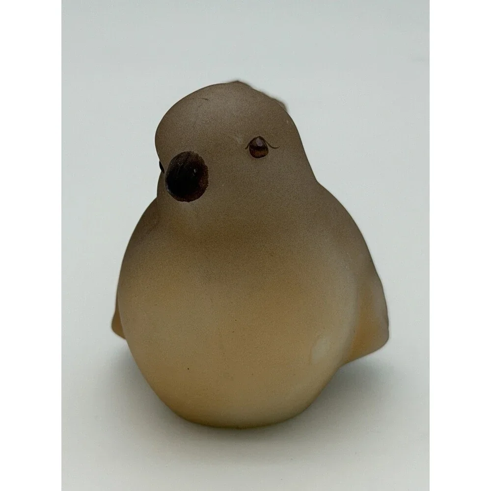 Fenton Art Glass Opal Satin Bird Robin Figurine Vintage Signed USA